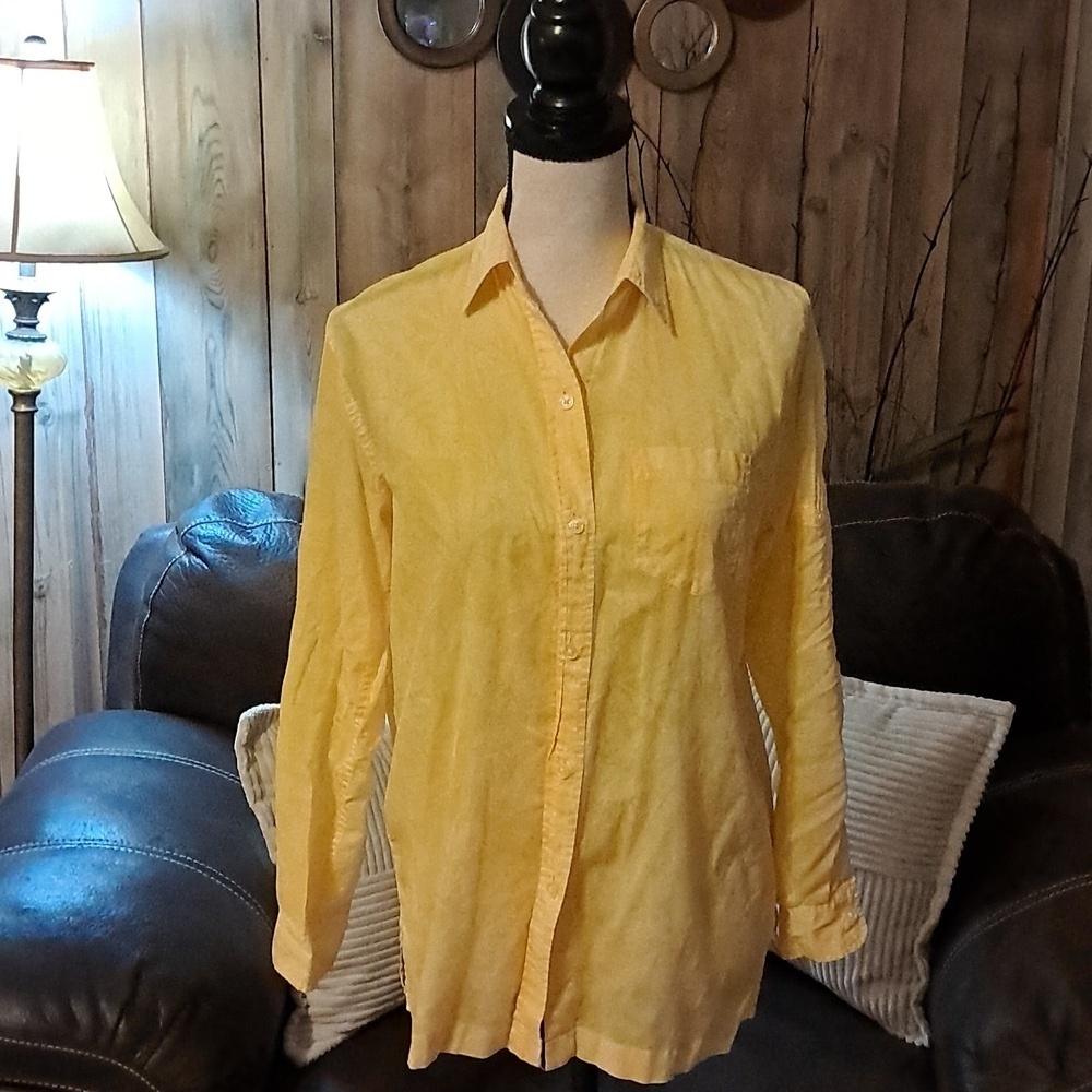Lauren Ralph Lauren Women Sunshine Yellow Linen Button Down Shirt Euro Vacation